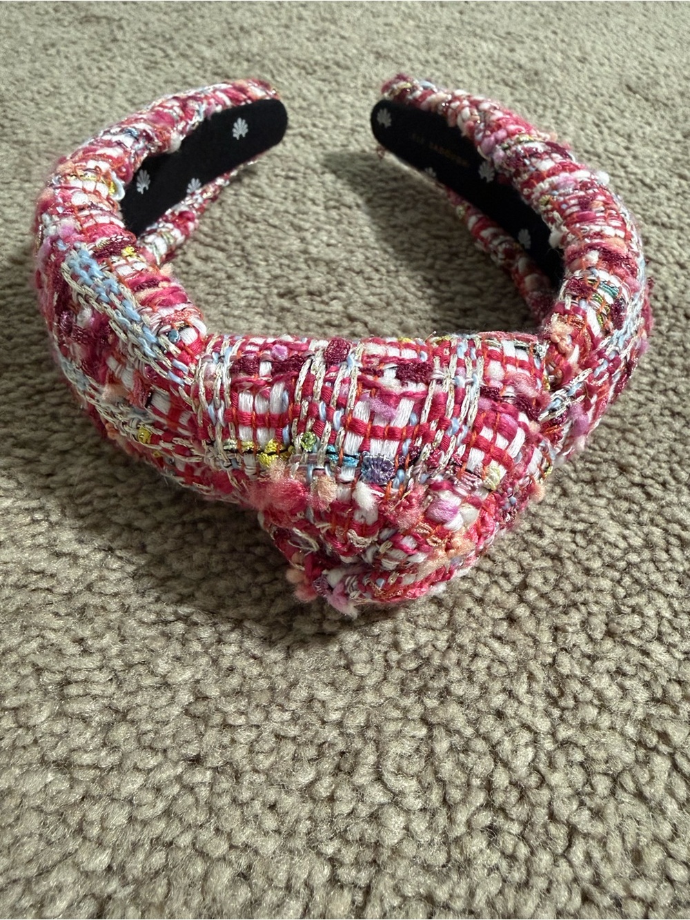 Lake Sadoughi Knotted mixed woven  Headband in Magenta Rainbow NEW